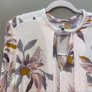Mini Robe Tunique Free People Tree Swing - Taille XS, Couleur Rose Ivoire/pêche, Style Bohème Et Léger